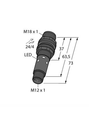 Banner S18-2VPLP-Q8 Fotoelektrik Sensör , Reflektörlü, M18 Silindirik Gövde, PNP, M12 Konnektörlü - 1