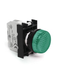 Emas B090XY B Serisi Plastik LED'li 12-30V AC/DC Yeşil 22 mm Sinyal - EMAS