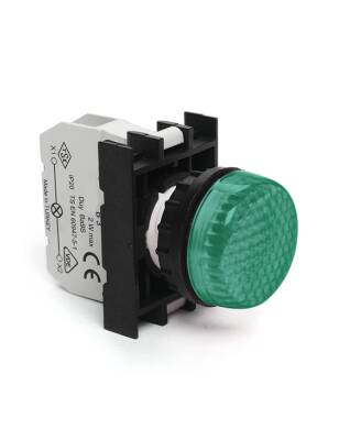 Emas B090XY B Serisi Plastik LED'li 12-30V AC/DC Yeşil 22 mm Sinyal - 1