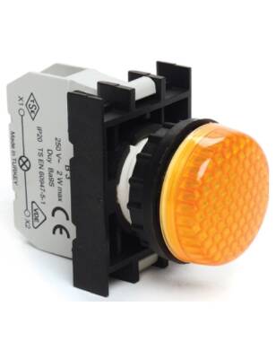 Emas B0W0XS B Serisi Plastik LED'li 48V AC/DC Sarı 22 mm Sinyal - 1