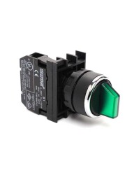 Emas B100SL20Y B Serisi Plastik 1NO (0-I) 60° Seçici Kalıcı Işıklı Yeşil 22 mm Buton - EMAS