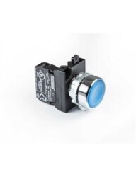 Emas CM100DM CM Serisi Metal 1NO Yaylı Düz Mavi 22 mm Buton - EMAS