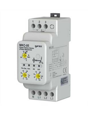 Entes M3977 MKC-05 Motor Faz Koruma Rölesi 1C/O Kontak 220-230VAC DIN II Ayarlanabilir Çekme-Açma Gecikmeli Nötr Kopması Algılamalı - 1