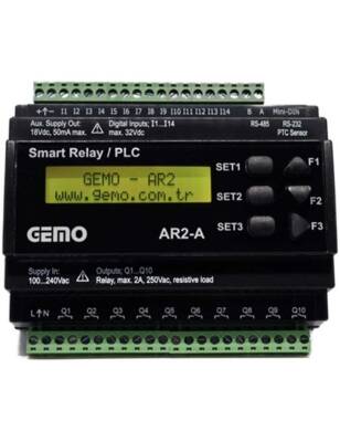 Gemo AR2-A-230VAC-12D2A-RTC Ray Tipi "Ladder Logic" ile Programlanabilir Akıllı Röle / PLC - 1