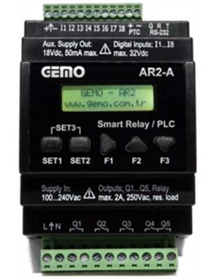 Gemo AR2-A-230VAC-8D-RTC Ray Tipi "Ladder Logic" ile Programlanabilir Akıllı Röle / PLC - 1