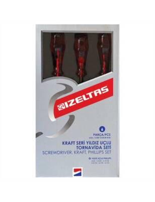 İzeltaş 4120 00 8106 Kraft Seri Yıldız Uçlu Tornavida Seti (6 Parça) 3X60 - 4,5X80 - 4,5X100 - 4,5X150 - 6X100 - 6X150 - 1
