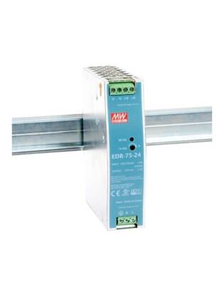 Mean well EDR-075-24 24VDC 3.2A Ray Montaj Güç Kaynağı 75W - 1