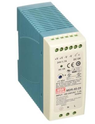 Mean Well MDR-040-24 24VDC 1.7A Ray Montaj Güç Kaynağı - 1