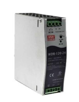Mean Well WDR-120-24 24VDC 5.0A Trifaze Ray Montaj Güç Kaynağı - 1