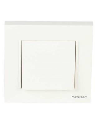 Netelsan M.U.Anh.10200 Byobu Tekli Jaluzi Kumanda Anahtarı Mekanik Buton Beyaz Çerçevesiz - 1