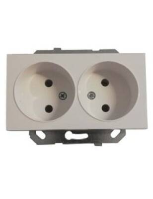 Netelsan M.U.Prz.10600 Byobu İkili Priz (Çocuk Korumalı) Mekanik Kapak Beyaz Çerçevesiz - 1