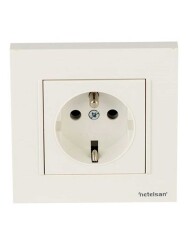 Netelsan M.U.Prz.50200 Byobu İkili Ups Priz (Çocuk Korumalı) Mekanik Kapak Beyaz Çerçevesiz - NETELSAN