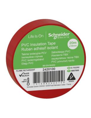 Schneider 2420100 Thorsman İzole Bant 19MMx20MT Kırmızı (1 Adet) - 1
