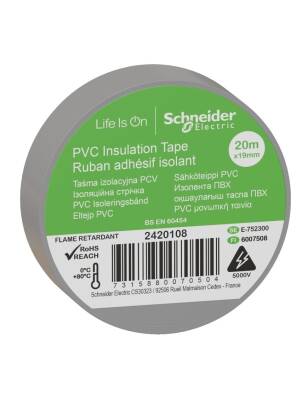Schneider 2420108 19MMx20MT GRİ PVC İzole Bant - 1