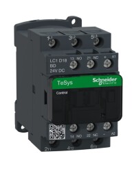 Schneider LC1D18BD TeSys D 18 A 7,5 kW 24V DC Kontaktör 3 Kutuplu 1NO+1NC AC-3 - SCHNEIDER