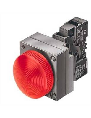 Siemens 3Sb3652 6Ba20 3Sb3 Metal Seri 22Mm Komple Sinyal Lambası 230V Ac Led Li Soket Ve Kaide Kırmızı - 1