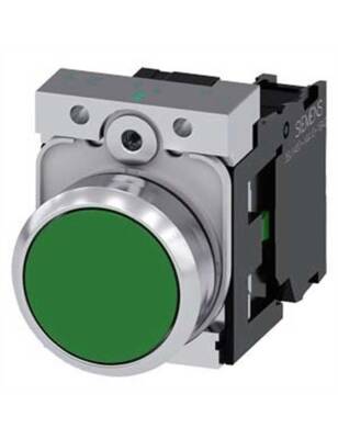 Siemens 3Su1150 0Ab40 1Ba0 Sirius Act Metal Komple Yay Dönüşlü Butonlar Yeşil - 1