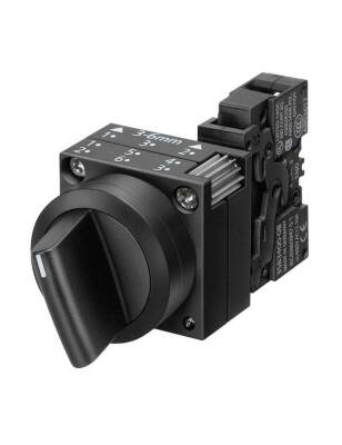 Siemens B3 Plastik Seri 22Mm, Komple Mandal Buton, Kalıcı, 1-0-2 Pozisyonlu, Siyah, 10A, 1No, 1No - 1