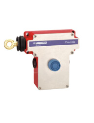 TELEMECANIQUE XY2CE2A250 Kilitlemeli acil durdurma halatlı çekme şalteri XY2C ve XY2CE, sol taraf -1NC+1 NO, kılıflı basmalı düğme - TELEMECANIQUE