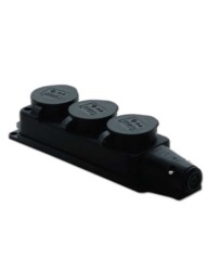 Tp Electric 3101-308-0300 1X16A Kauçuk Üçlü Grup Priz Siyah Vidalı IP44 - TP ELEKTRİK