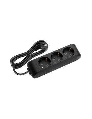 Viko 90133302 Grup Priz 3'lü 2 Metre Klemensli Çocuk Korumalı Siyah - 1