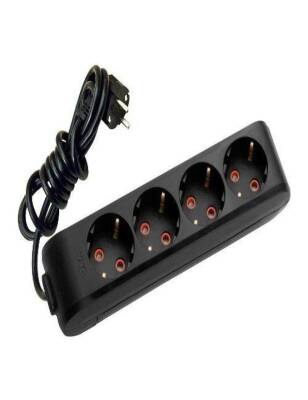 Viko 90133403 Multi-Let Siyah Dörtlü Priz Topraklı Kablolu Çocuk Korumalı 3 Metre - 1